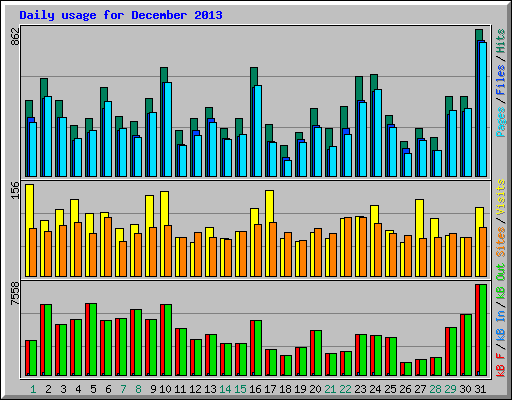 Daily usage for December 2013