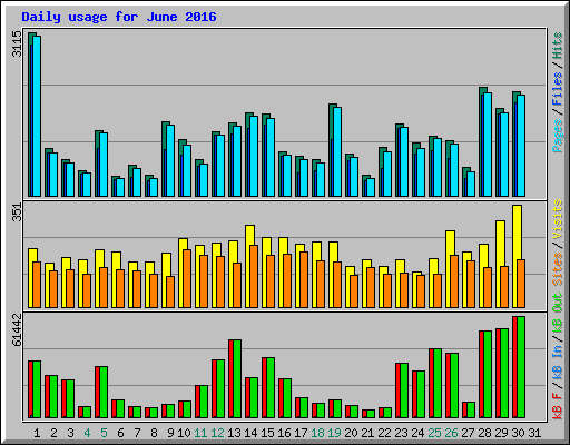 Daily usage for June 2016