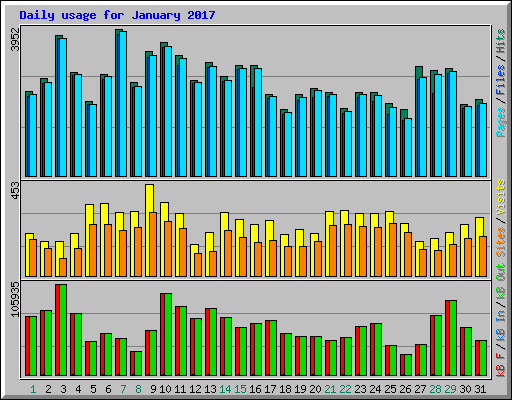 Daily usage for January 2017