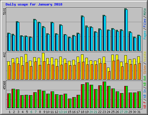 Daily usage for January 2018