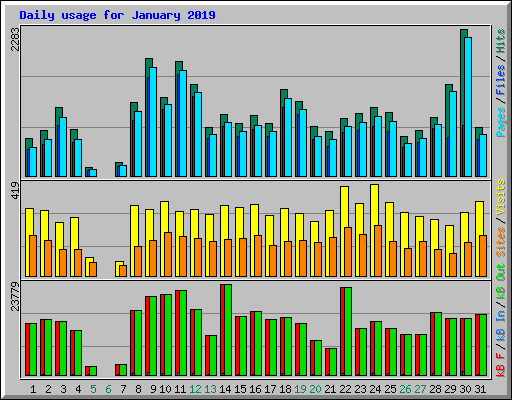 Daily usage for January 2019