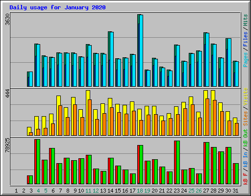 Daily usage for January 2020