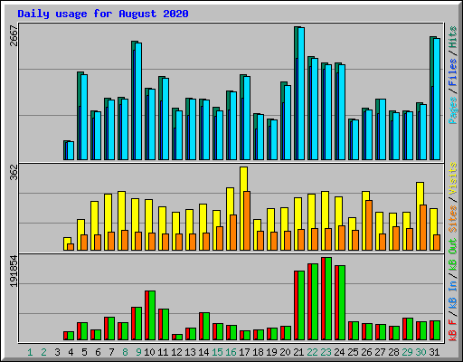 Daily usage for August 2020