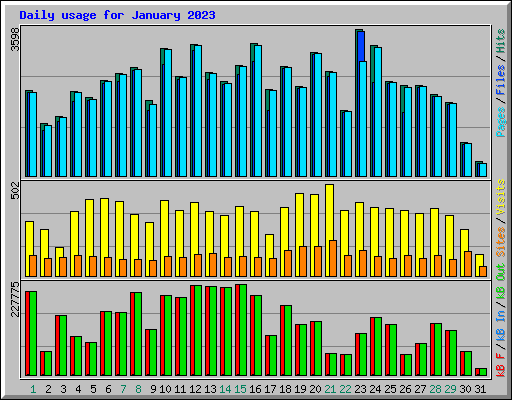 Daily usage for January 2023