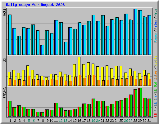 Daily usage for August 2023