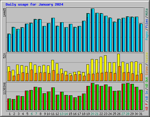 Daily usage for January 2024