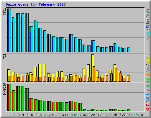 Daily usage for February 2025