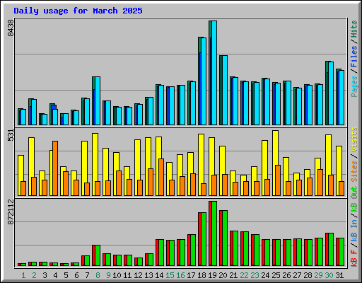 Daily usage for March 2025