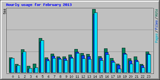 Hourly usage for February 2013