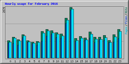 Hourly usage for February 2016