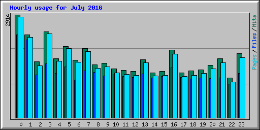 Hourly usage for July 2016