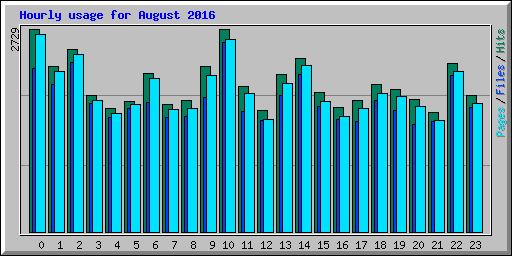 Hourly usage for August 2016