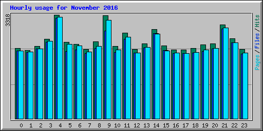Hourly usage for November 2016