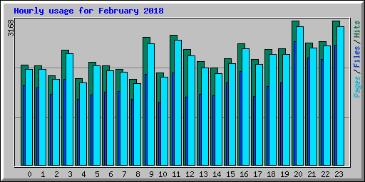 Hourly usage for February 2018