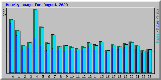 Hourly usage for August 2020